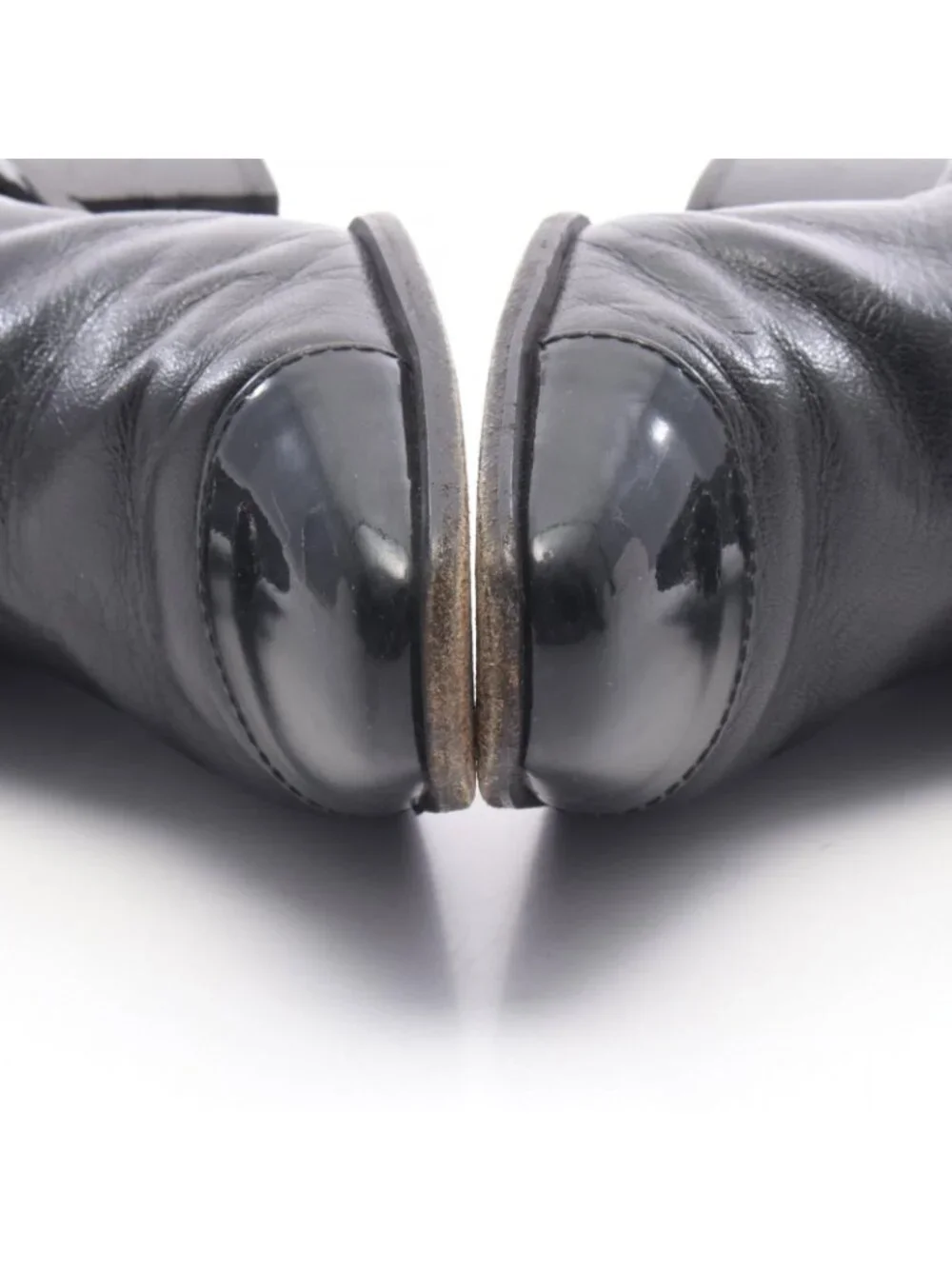 Chanel Boots CC Logo Chain Short Leather Patent